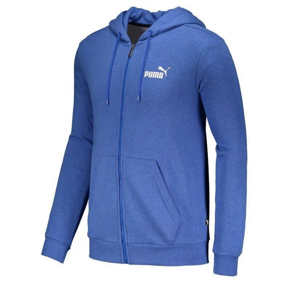 Puma Navy Heather Zip-Up Hoodie with Hood sz M